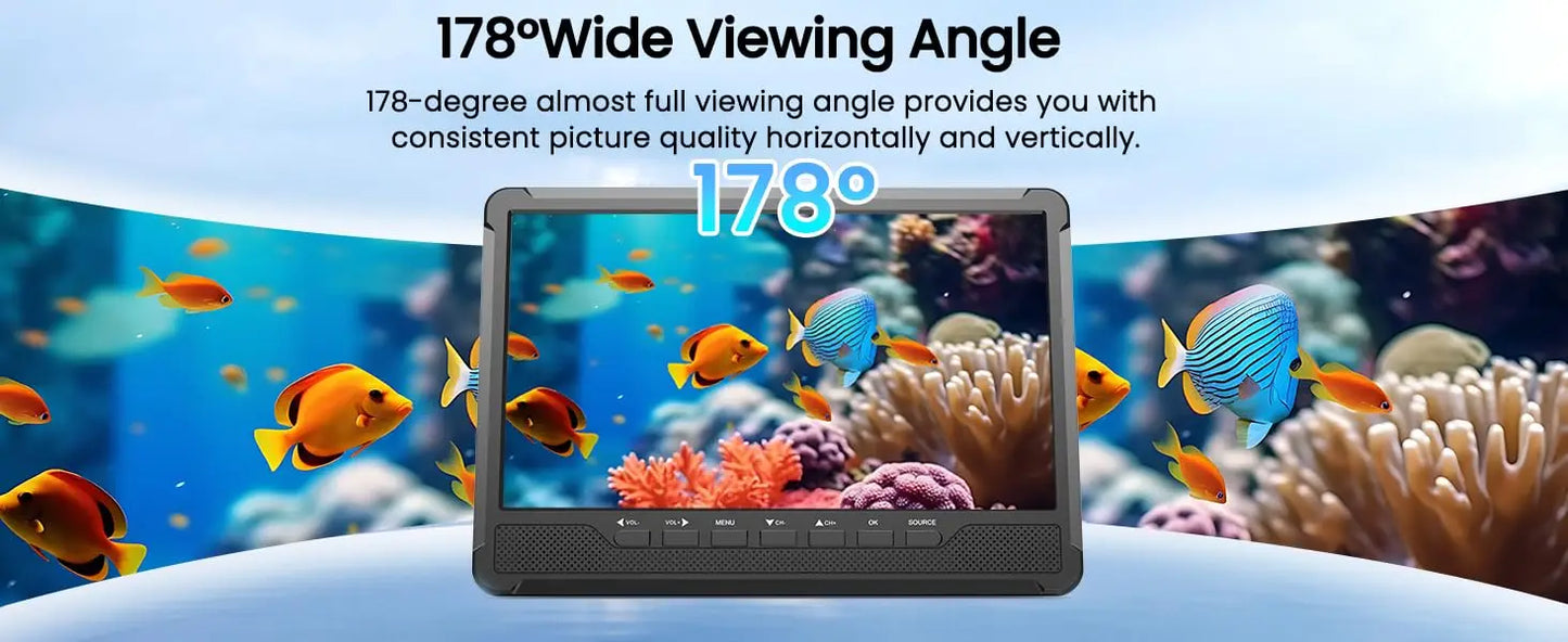 10.6" Small TV, 1080P Portable TV with Detachable Antenna, Mini TV with IPS Display, Rechargeable Battery Operated