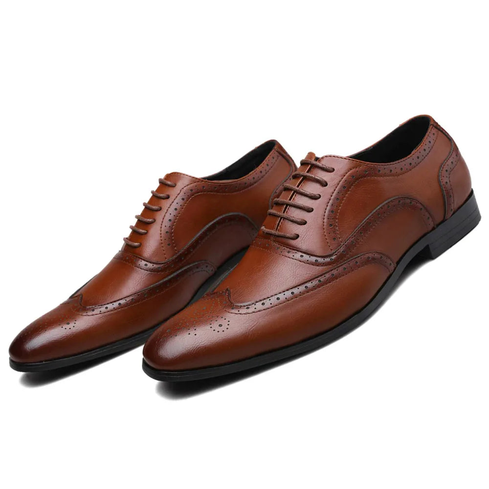 New Formal Leather Shoes for Men Men's Business Casual Leather Shoes Dinner Party Pointy Shoeses Fashion Brogue Men's Shoes