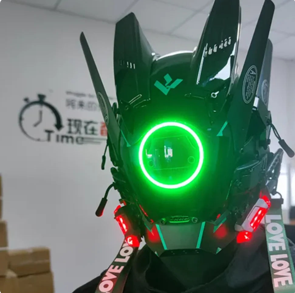 Cyberpunk Mask Led Lighting Cosplay Helmet Halloween Christmas Gift Music Festival Party For Adults