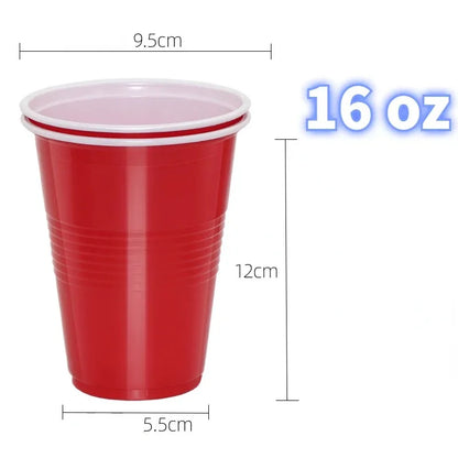 16-Ounce Plastic Party Cups 50 Pack Disposable Plastic Cups Recyclable Red Cups with Fill Lines for Parties Drinks BBQ Picnics