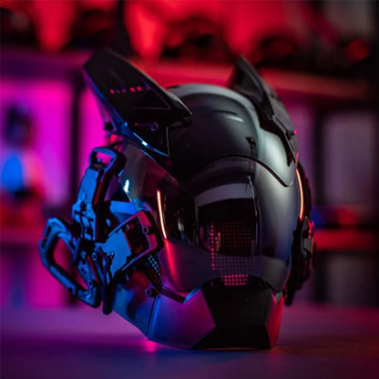 Cyberpunk Mask Helmet Techwear Cosplay Bluetooth With Dynamic Led Samurai Mask Customizable Patterns Screen Halloween Party Gift