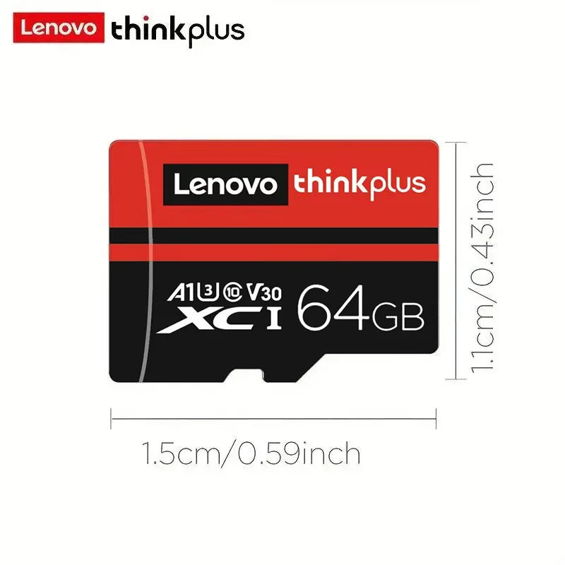 Lenovo ThinkPlus Mini Micro SD Card Class 10 TF Flash Card 64GB Red & Black Memory Card For Mobile Phone PC Speaker