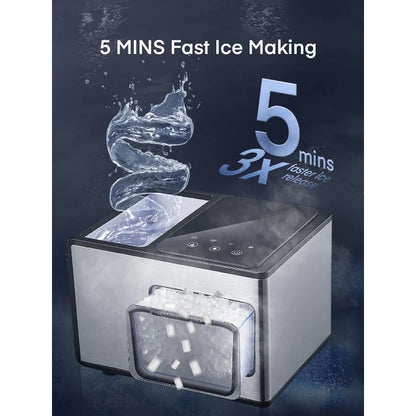 Nugget Ice Maker Countertop, 45lbs/24H, Pebble Ice Maker with Soft Chewable Ice, Self Cleaning Sonic Ice Machine,Stainless Steel