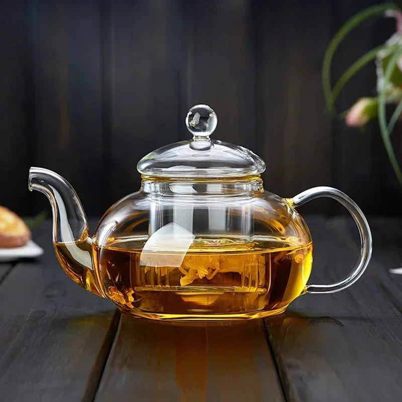 400/1100ml High Borosilicate Glass Teapot Thickened Heating Flower Tea Pot Transparent Glass Filter Teaware Kungfu Teaware