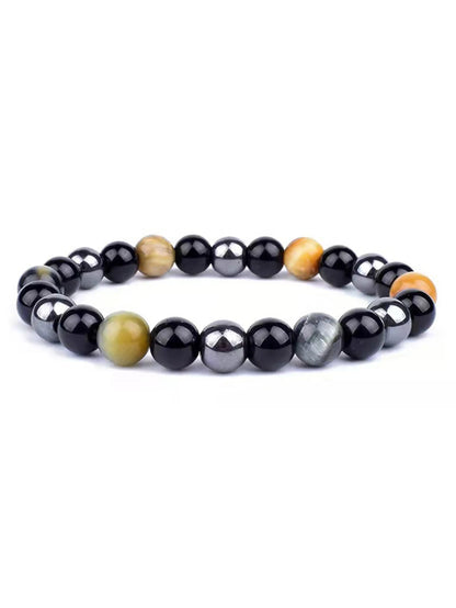 OAIITE 8mm New Turkish Evil Eye Bracelet for Women Charm Tiger Eye Stone Bracelet for Men Hematite Healing Health Care Jewelry