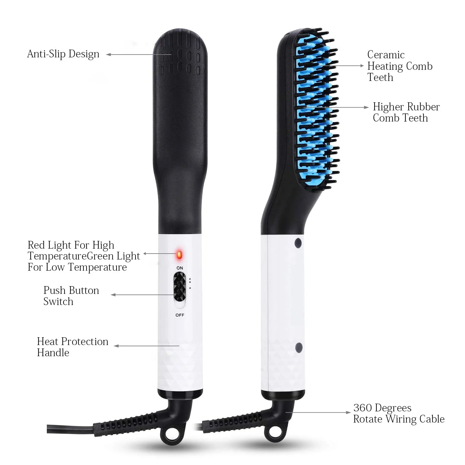 Man Hair Comb Brush Beard Straightener Multifunctional Hair Straightening Comb Hair Curler Fast Heating Styling Tools