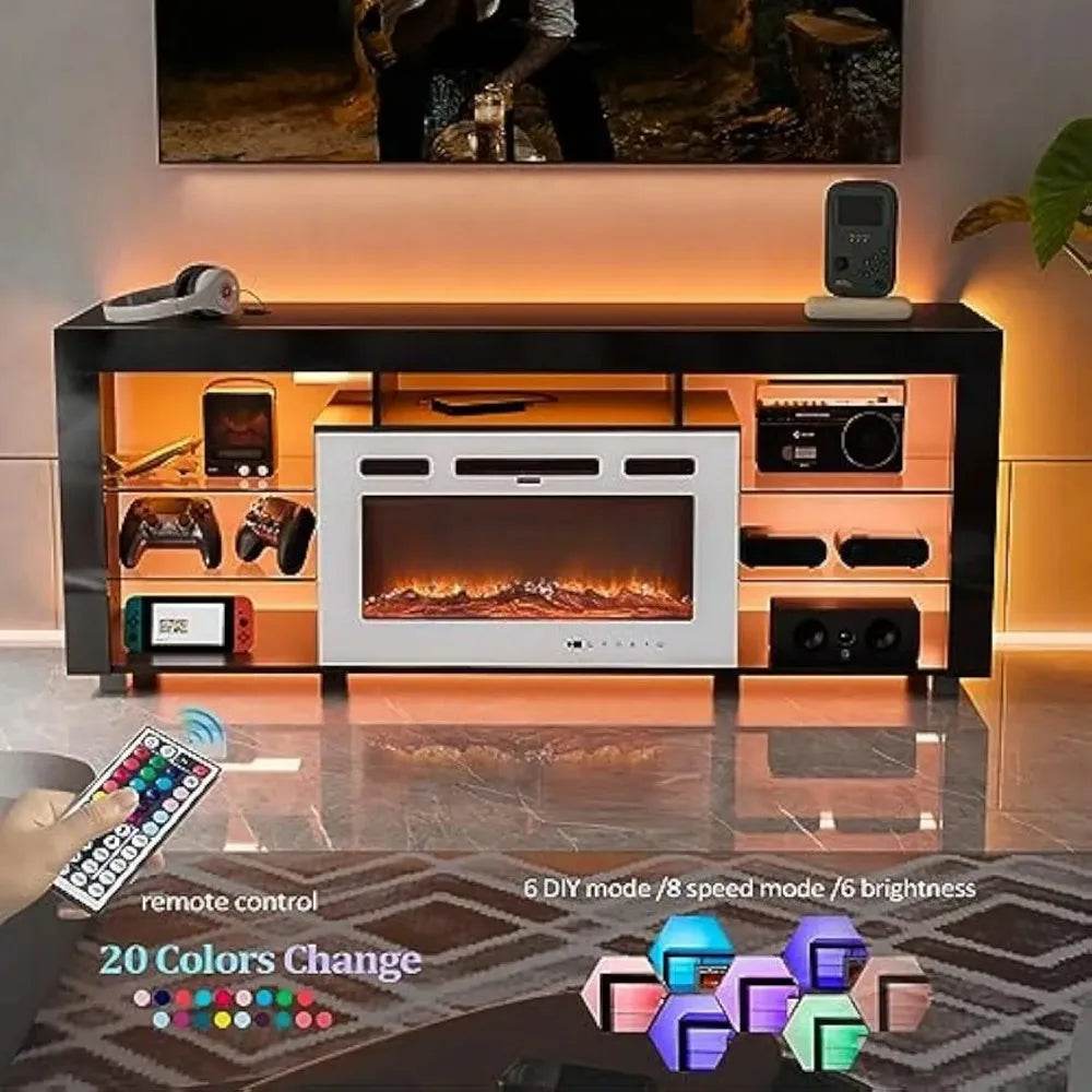 Electric Fireplace TV Stand for TV up to 75 Inches Entertainment Center with 1400W Fireplace - MarvelouStoree