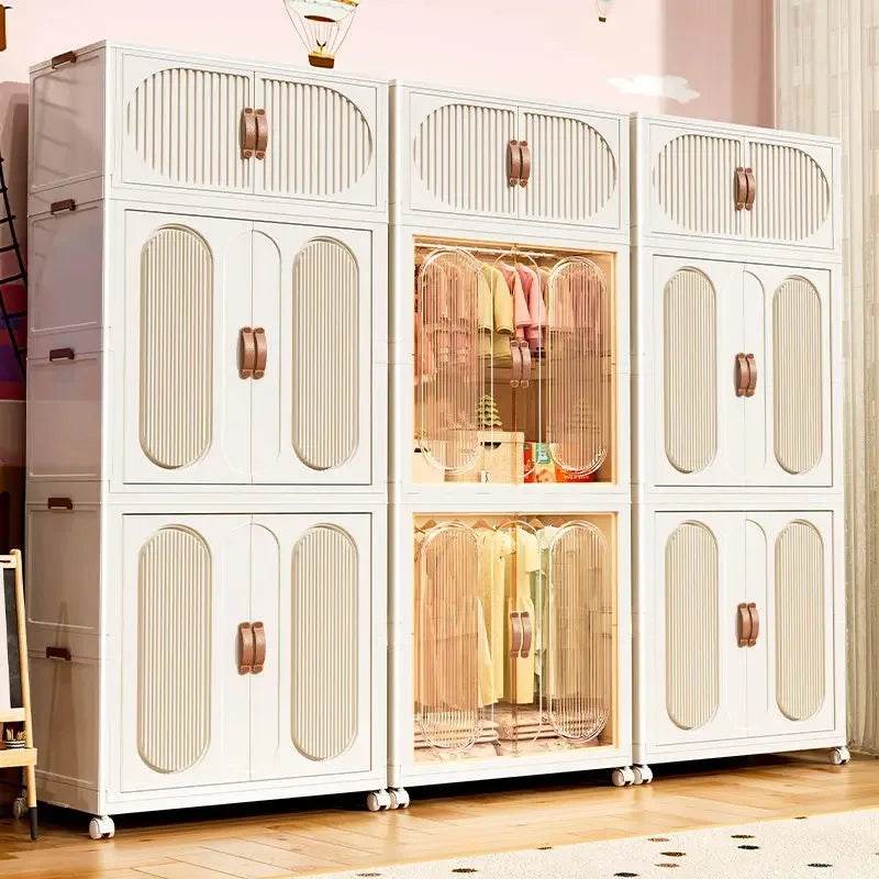 Children's Wardrobe Bedroom Closet Cabinet Baby Storage Box Toy Clothes Organizer Locker Folding Sorting Partition Wardrobe ﻿﻿ - MarvelouStoree