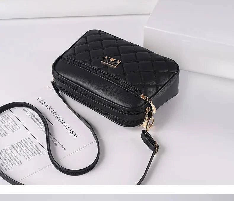 2024 Women's One Shoulder Small Square Handbag New Cross Border Foreign Trade Lingge PU Crossbody Versatile Small Messenger Bag