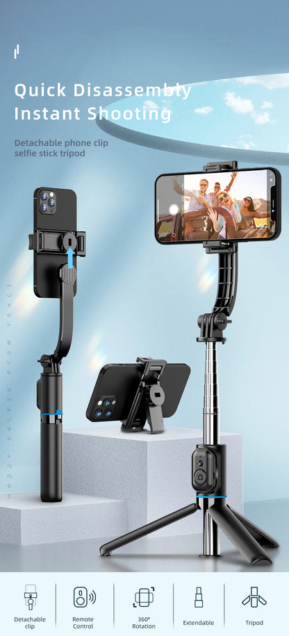 W&O C01 Telescopic Selfie Stick Tripod Monopod Stand Mobile Phone Support Wireless Gimbal Stabilizer For iPhone Android Holder