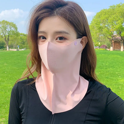 Women Summer UV Protection Neck Scarf Ice Silk Face Mask Cover Outdoor Wrap Cover Sports Cycling Sun Proof Sunscreen Dustproof