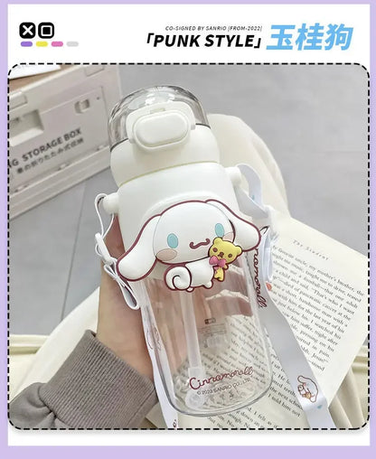 MINISO 600ml Sanrio Kuromi My Melody Water Bottle High Quality Outdoor Sports Cold Juice Plastic Water Cup Kawaii Drinkware Kids