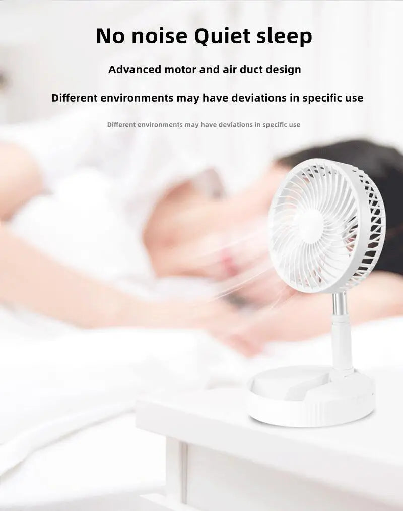 7200mah Portable Fan Rechargeable Mini Folding Telescopic Floor Low Noise Summer Fan Cooling For Household Bedroom