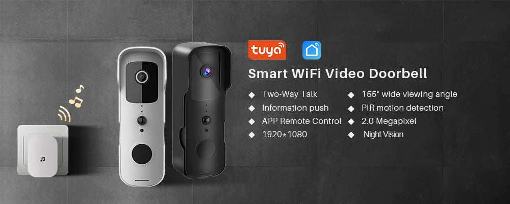 1080P WIFI Video Doorbell Tuya Smart Home Door Bell Wireless Security Camera Doorbell SmartLife APP PIR Motion Detection