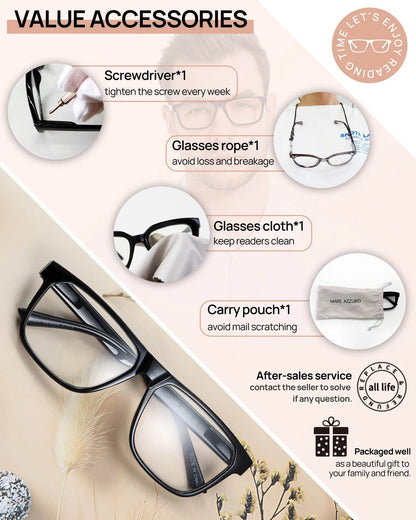 Square Reading Glasses For Men Hyperopia Optical Eyeglasses Frame Presbyopia Glasses Classic Eyewear Magnifying Readers +1.25 +1 - MarvelouStoree