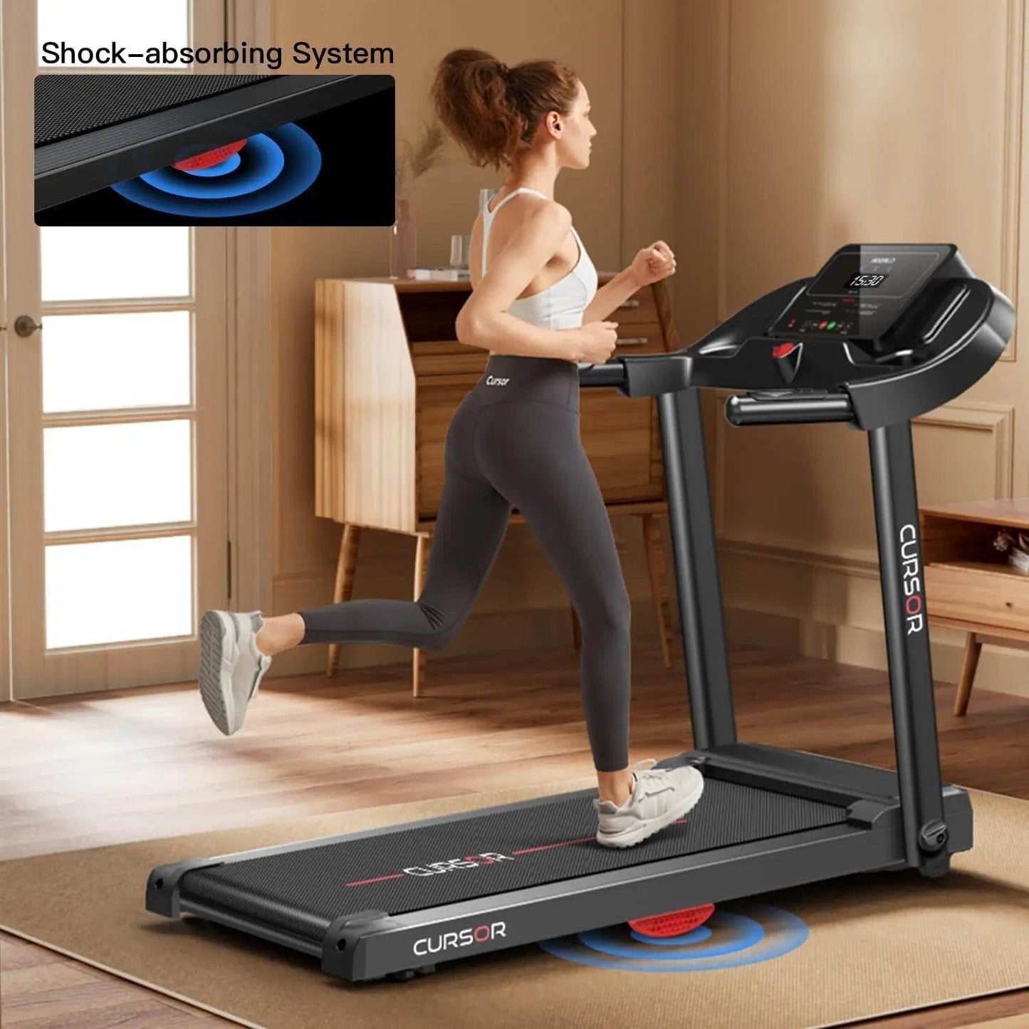 FITNESS Home Folding Treadmill with Pulse Sensor, 2.5 HP Quiet Brushless, 7.5 MPH, 265 LBS Capacity - MarvelouStoree