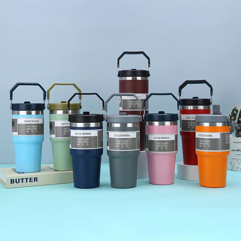 20/30oz Vacuum Insulated Tumbler Stainless Steel Coffee Cold Cup With Straw Insulated Water Bottle Thermal Water Tumbler Cup