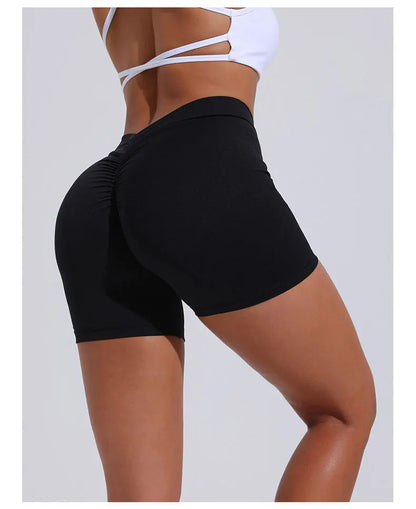 Yoga Shorts Women V Curve Sexy Gym Push Up Shorts Pleated Stretchy  Fitness Tights Cycling Shorts Activewear