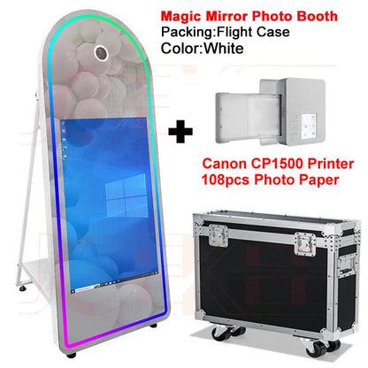 DSLR Photo Booth 32" Selfie Touch Screen Machine Magic Mirror Photo Booth for Party Wedding Events Christmas With Flight Case