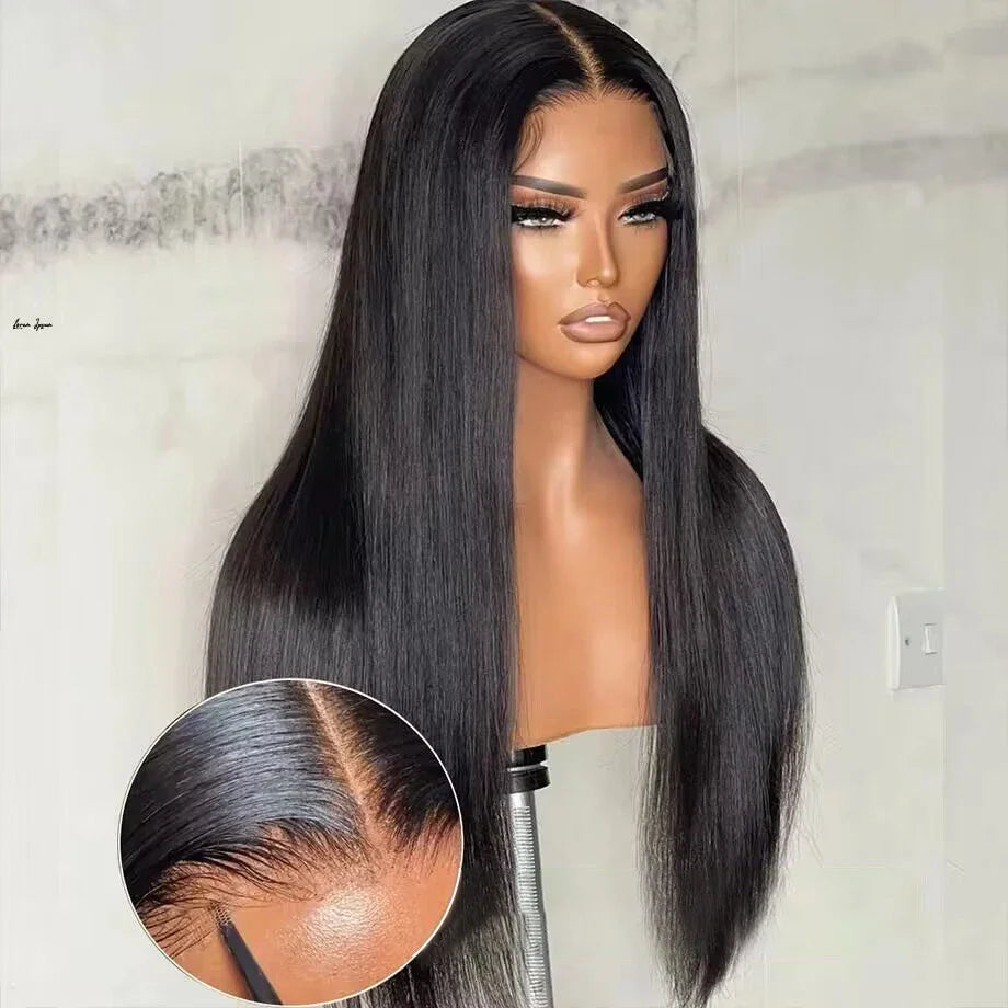 Glueless Wig Easy To Go Bone Straight Human Hair 6x4 5x5 Lace Closure Wig For Black Women 180% Brazilian Remy Nature Hairline