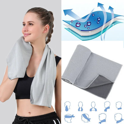 Portable Mini Silica Gel Set Cold Towel Polyester Fiber Outdoor Cooling Towel Fitness sports gym Running quick Dry Cool Towel