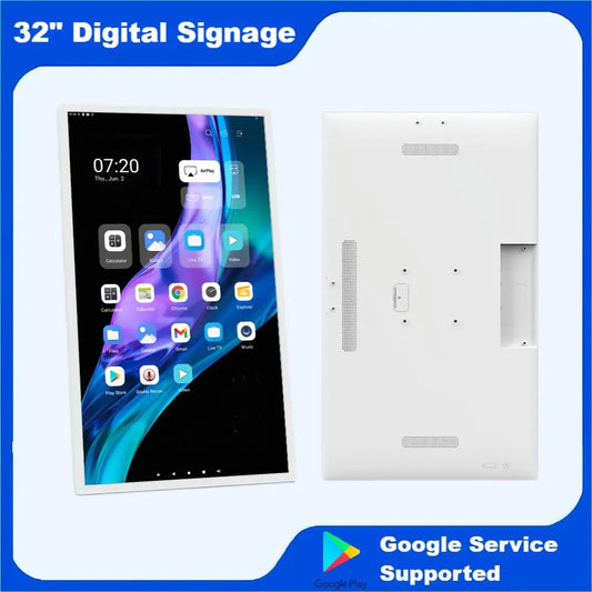 FHD 32 Inch Android 12 Tablet With 8-core 1920*1080P Landscape & Portrait Screen Wall Mount White & Black Color HDMI IN Monitor