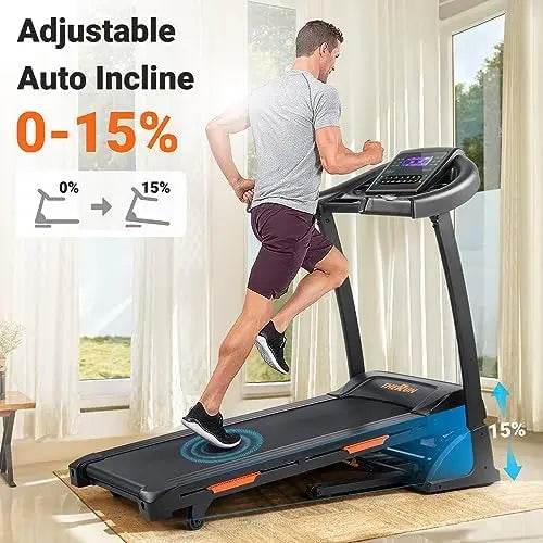 Incline Treadmill, Treadmill for Running and Walking, 300 lbs Weight Capacity Folding Treadmill with 0-15% Auto Incline, Wide Be - MarvelouStoree