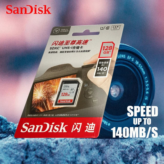 SanDisk Original SD card Ultra 32GB SDHC 64/128/256/512GB SDXC Memory Card C10 USH-1Extreme PRO/U3/4K/V30 For Camera Car DV SLR