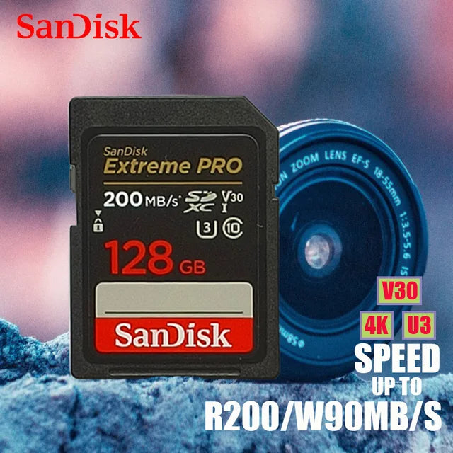 SanDisk Original SD card Ultra 32GB SDHC 64/128/256/512GB SDXC Memory Card C10 USH-1Extreme PRO/U3/4K/V30 For Camera Car DV SLR