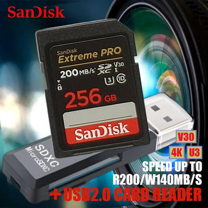 SanDisk Original SD card Ultra 32GB SDHC 64/128/256/512GB SDXC Memory Card C10 USH-1Extreme PRO/U3/4K/V30 For Camera Car DV SLR