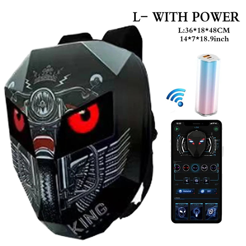 LOY LED Knight Cycling Backpack with Eye Motorcycle Helmet Mochilas para motocicletas Waterproof Laptops Bags Saco Moto New