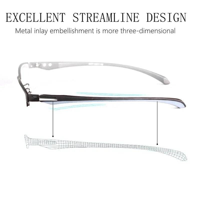 Progressive Multifocal Photochromic Reading Glasses Anti-blue Light Far Sight Glasses Men Half Frame Business Presbyopia Glasses - MarvelouStoree