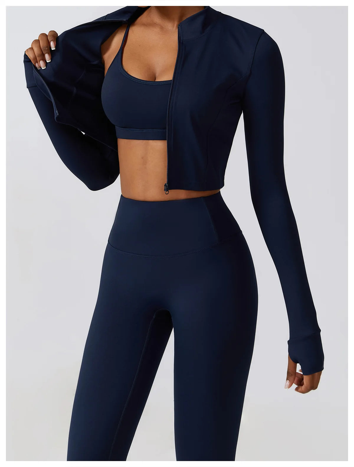 Sportswear Yoga Set Women's Workout Clothes Athletic Wear Sports Gym Legging Seamless Fitness Bra Crop Top Long Sleeve Yoga Suit