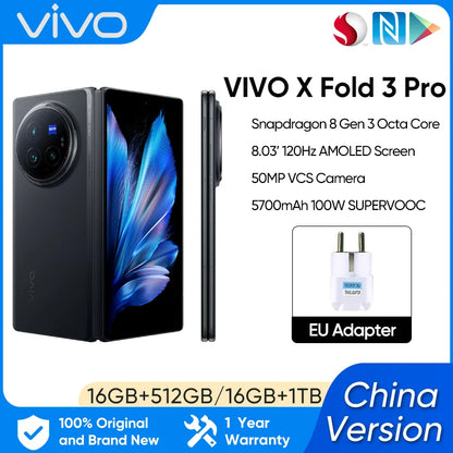 Vivo X Fold 3 Pro Foldable 5G Smartphone Snapdragon 8 Gen 3 Octa Core 5700mAh 100W Wired 50W Wireless NFC 50MP Rear Camera