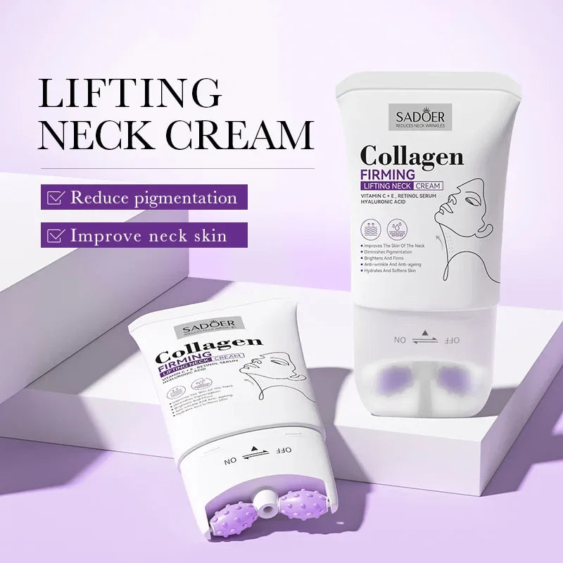 Roller Neck Cream Smooth Wrinkle Tightening Essence Neck Brighten Moisturizing Shape Firming Cream Face Beauty Skin Care Product