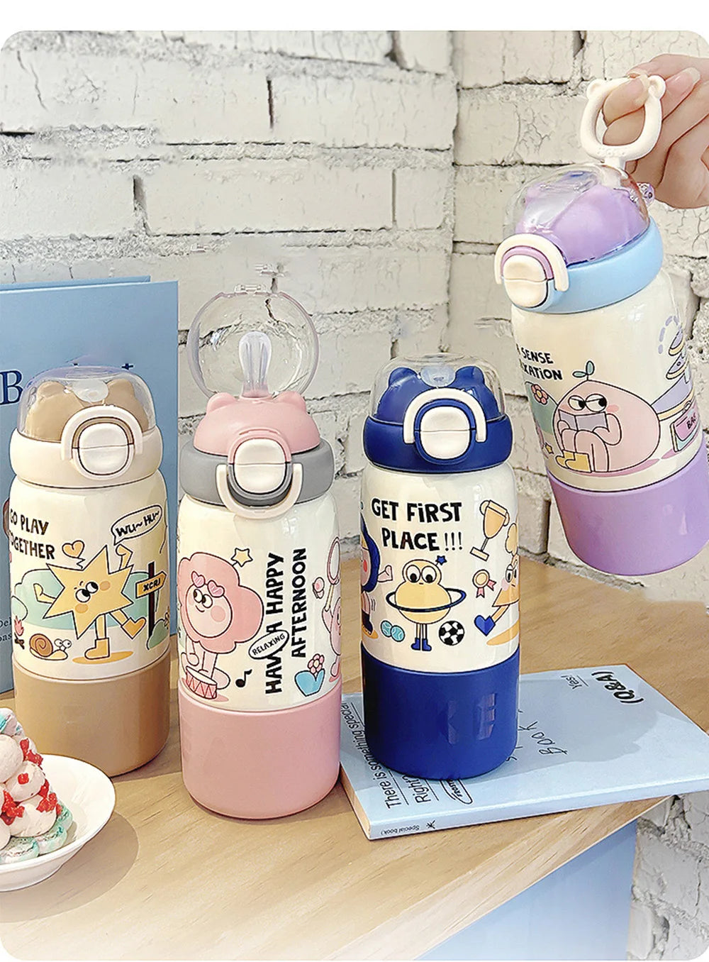 500ML Cartoon Kids Thermos Bottle Cute Children's Thermal Water Bottle 316 Stainless Steel Thermos Mug For Outdoor Water Cup ﻿