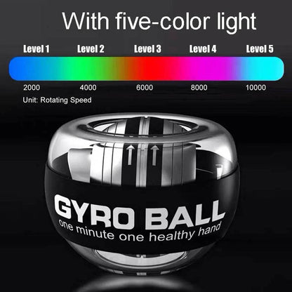 LED Wrist Power Ball Trainer Auto-Start Gyroscopic Grip Gyro Ball Strengthener Arm Home Fitness Hand Muscle Forearm Exerciser