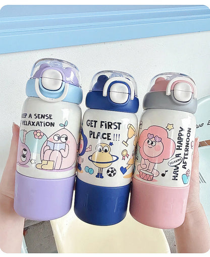 500ML Cartoon Kids Thermos Bottle Cute Children's Thermal Water Bottle 316 Stainless Steel Thermos Mug For Outdoor Water Cup ﻿