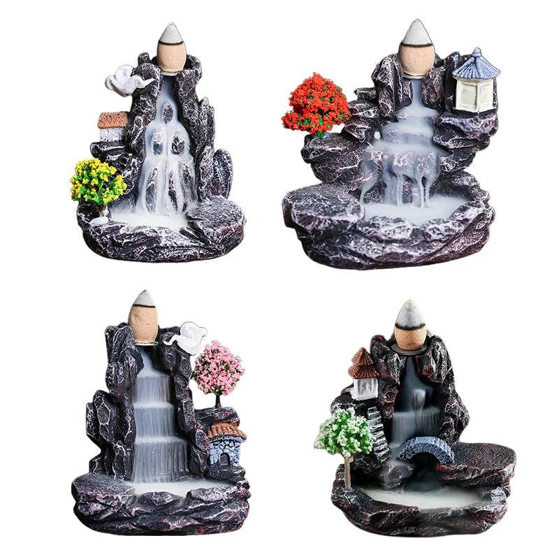 Waterfall Backflow Incense Burner Mountains River Fragrance Backflow Aroma Smoke Sandalwood Aromatherapy Ornament Relaxing Gift - MarvelouStoree