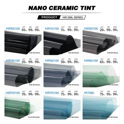 50cmX152cm IRR100% HD Nano Ceramic Car Film High Heat Resistant Tint Solar Protection Car Window Sticker Films - MarvelouStoree