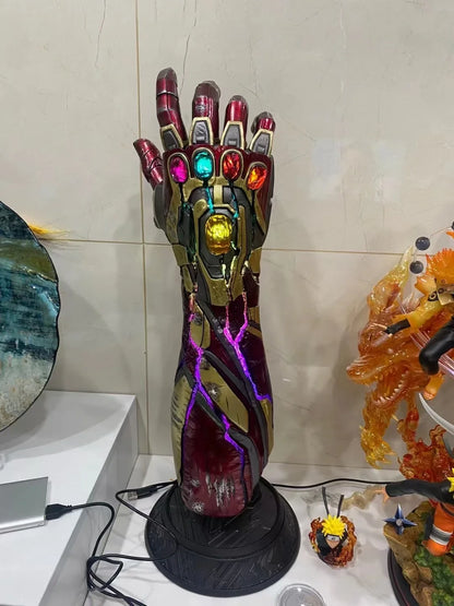 60cm Marvel Statue Iron Man Mk85 Luminescent Nano Infinity Glove Model Action Figures Gk Decoration Birthday Gifts Toys