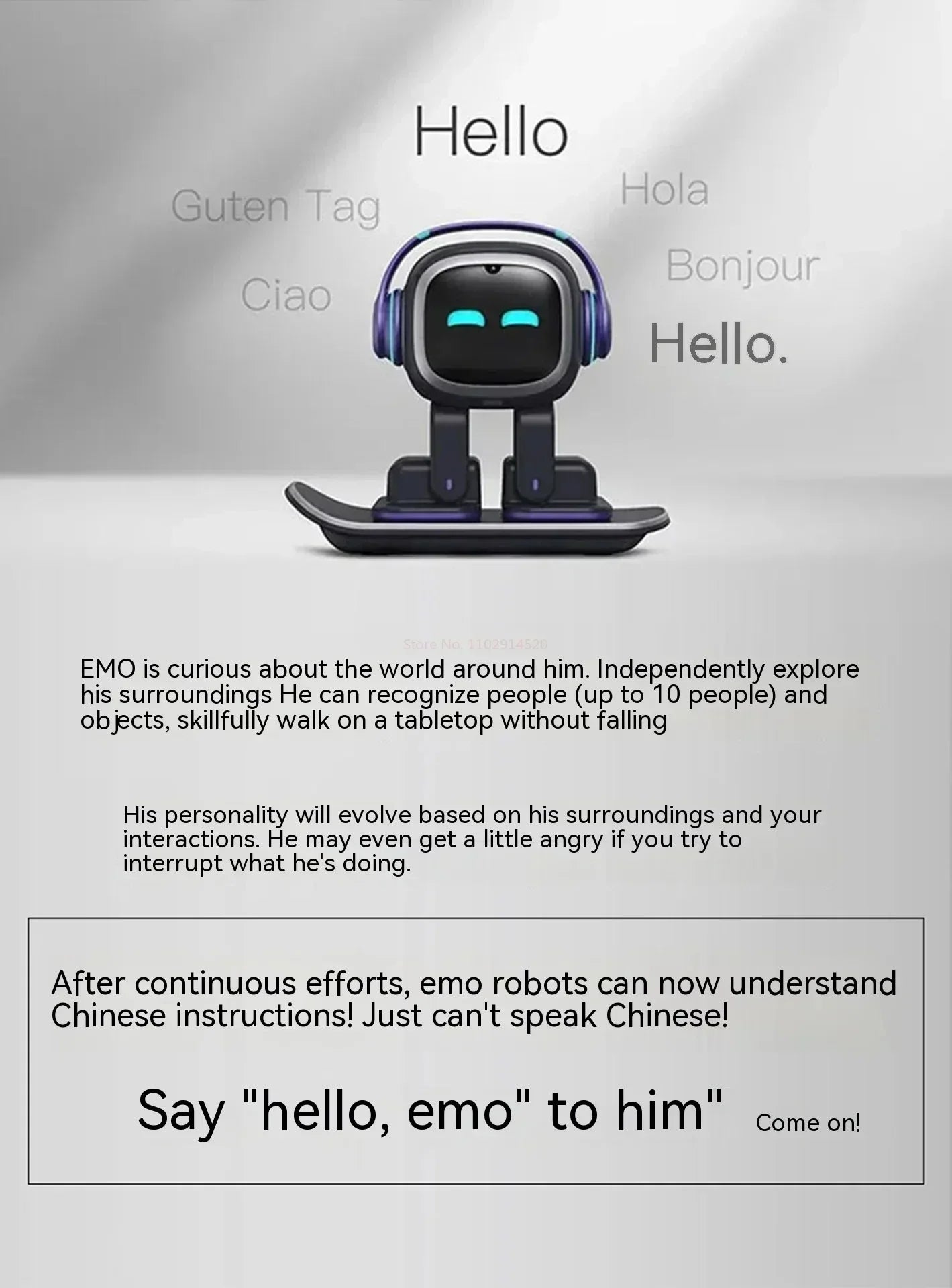 EMO Support Interactive Desktop Voice Recognition Intelligent AI Robot Companion Go Home Emotional EMO Robot Children Grow Gifts