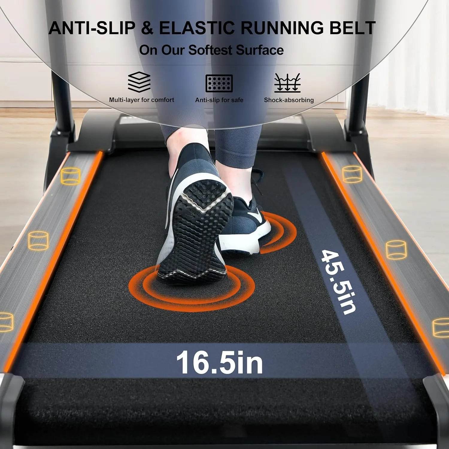 Treadmills for Home, Treadmill with 0-15% Auto Incline, 3HP Folding Treadmill for Running Walking with 280LBS Weight Capacity, I - MarvelouStoree