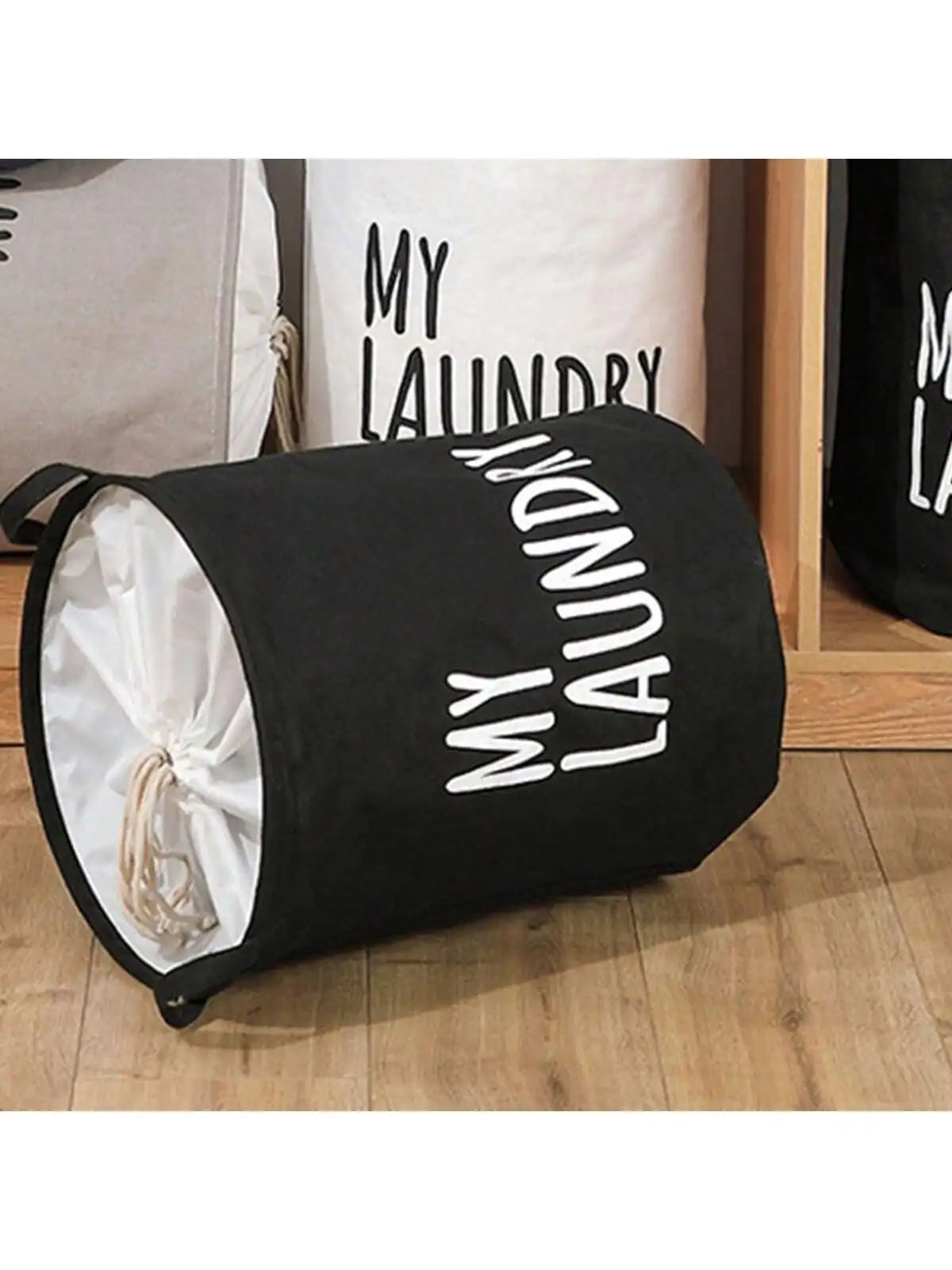 1pc-Foldable Drawstring Laundry Basket Large Capacity Waterproof Clothes Storage Basket For Home Bathroom Children's Toy Organiz