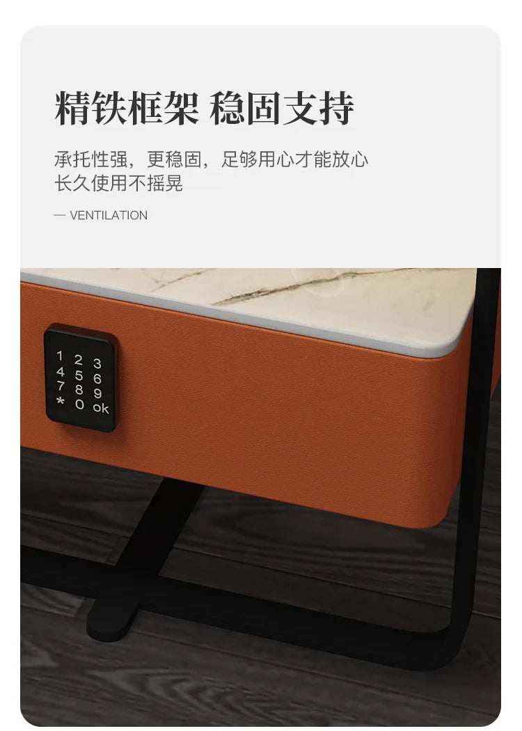 Smart Wooden Bedside Table Modern Style Bedroom Nightstands with Wireless Charging Bluetooth Speaker Home Storage Side Cabinet