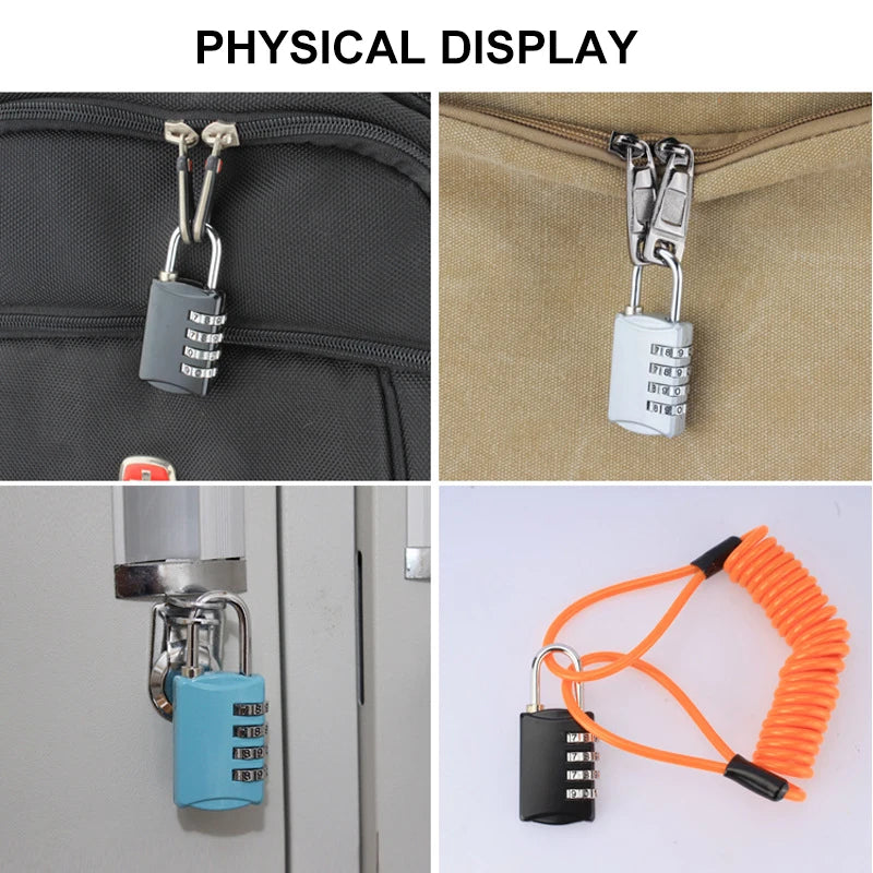 4 Dial Digit Number Combination Password Travel Lock Security Protect Suitcase Luggage Metal Code Password Lock Padlock