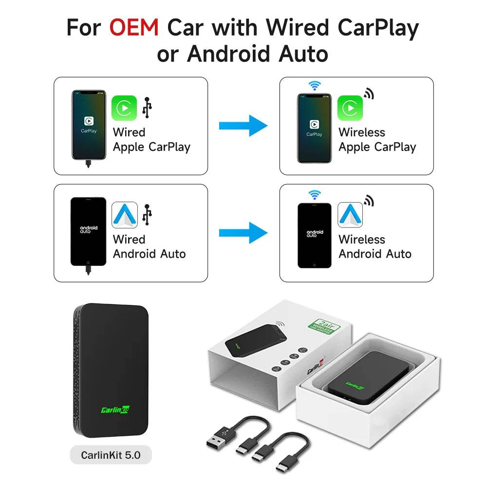 CarlinKit 5.0 & CarlinKit 4.0 Wireless CarPlay Android Auto Waze Music Spotify Auto For Audi Golf Peugeot Mazda KIA Mercedes MG - MarvelouStoree