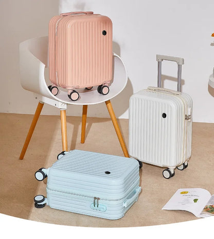 18 Inch Travel Suitcase Multifunctional Suitcase Boarding box Student Trolley Password Case Rolling Luggage Bag with Cup holder