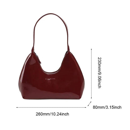 Leisure Sense Glossy 2024 Oceanic Early Spring New Patent Leather Fashion Light Luxury Shoulder Handheld Armpit Women's Bag