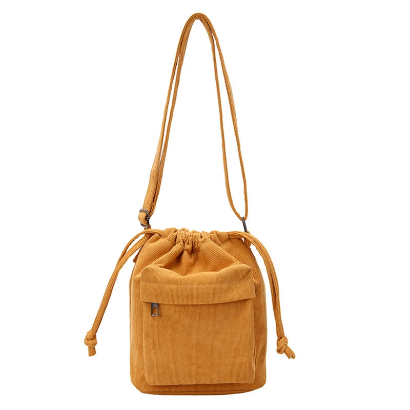 2024 New Women Bag Middle Shoulder Bag Korean Style Drawstring Bucket Bag Casual Light Youth Crossbody Bag Whole Sale